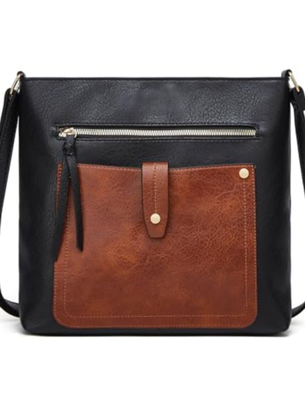 Vegan PU Leather Crossbody Bag Multi Pocket Roomy Shoulder Purse